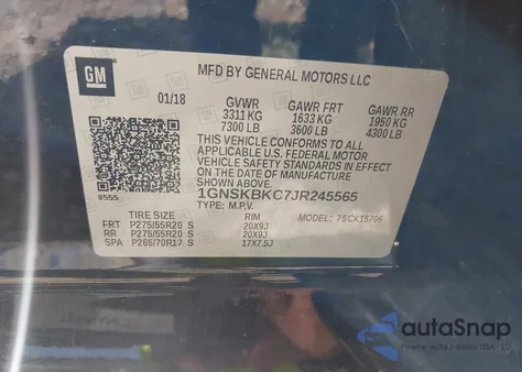 2018 Chevrolet Tahoe Lt from USA, damaged, VIN 1GNSKBKC7JR245565